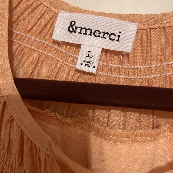 & Merci dress, size Large, cotton fully lined, yellow/orangey color, knee length - Picture 2 of 3